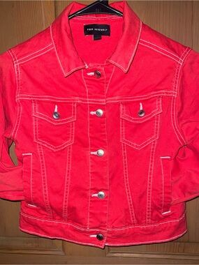 Free Assembly Kids' Red Denim Jacket - Classic Button-Front